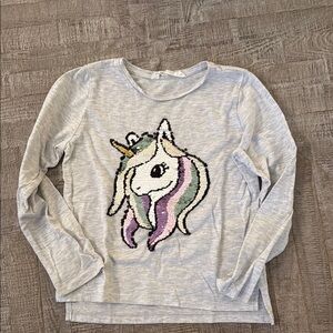 Kids Unicorn Graphic Long Sleeve Shirt - Gray